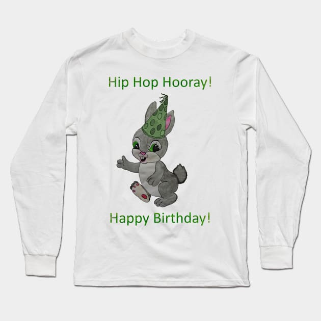 Hip Hop Hooray!  Birthday Bunny Long Sleeve T-Shirt by ABY_Creative